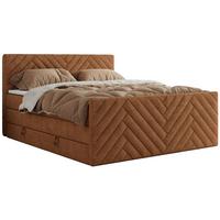 BOXSPRINGBETT PARIS KING DUO - 120/200 - Orange Struktur - H4 - Orange, Holz/Textil (120/200cm) - MKS