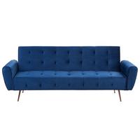 3-SITZER-SCHLAFSOFA Samtstoff Marineblau Selnes - Hellblau, Textil (212/85/84cm) - Beliani