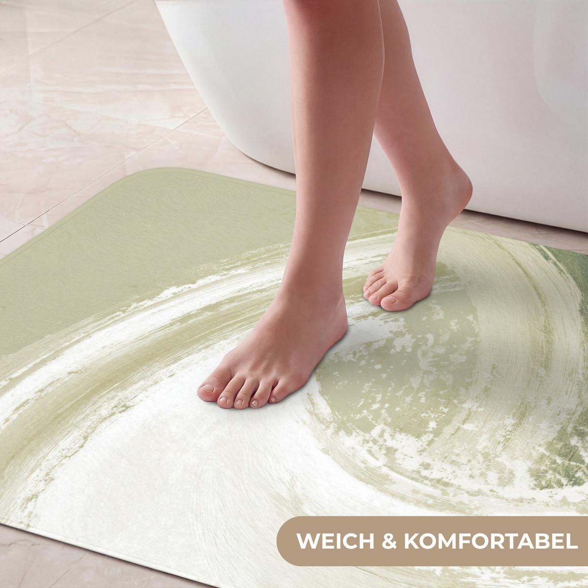 BADEMATTE Abstrakt - Pinselstriche - Wellen - Grün 60x90 cm - Mintgrün, Textil (60/90cm) - OnlyWow