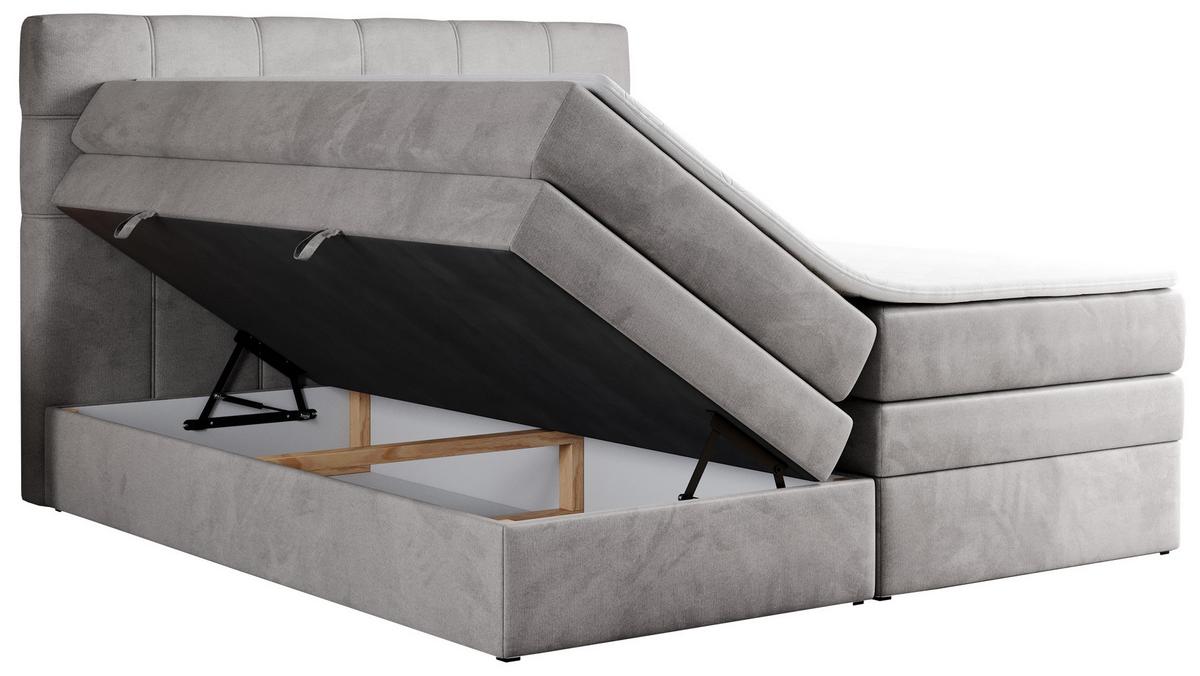 BOXSPRINGBETT ERNI KING 140/200 Hellgrau Velvet - H3 - Hellgrau, Holz/Textil (140/200cm) - MKS