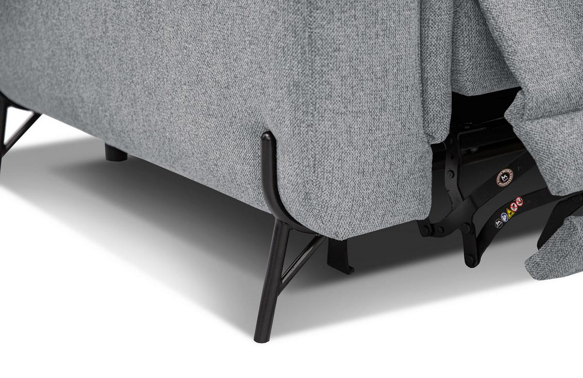 SOFA AVENA 3-Sitzer mit 1 Relaxfunktion, silberfarben - Silberfarben, Holzwerkstoff/Textil (204/80/108cm) - Wozimo