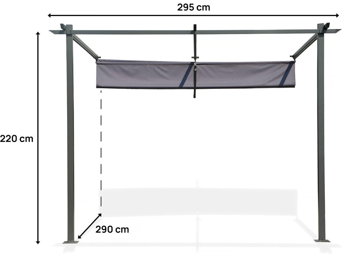PERGOLA - MARKISE pergola adossée avec toit rétractable - 3 x 3 m - gris anthracite Grau - Grau, Metall (290/220/295cm) - Habitat Garten