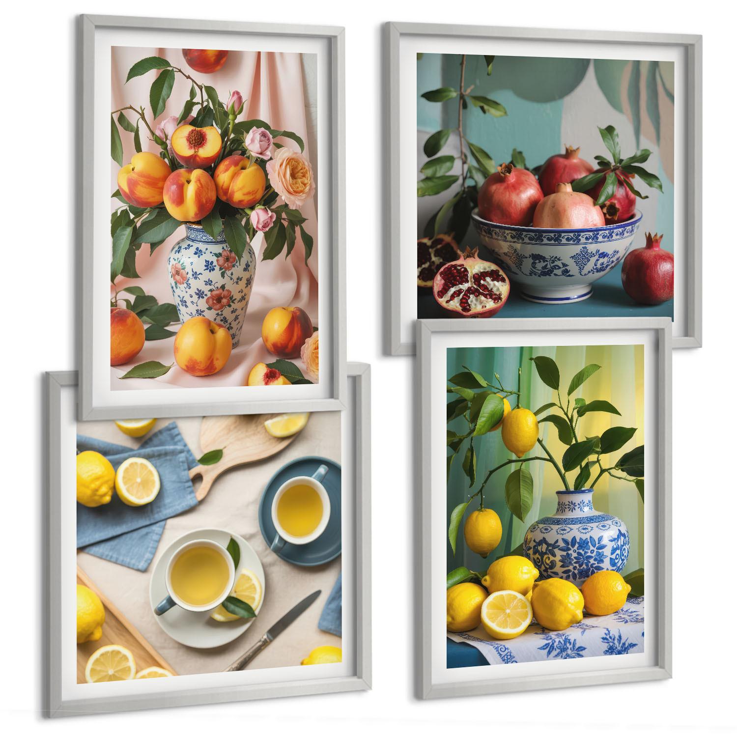 BILDER SET 4er Set - 50x50 cm & 40x60 cm Silberner Rahmen - Matisses stilvolle Figuren - Silberfarben, Kunststoff (50/50cm) - TULUP