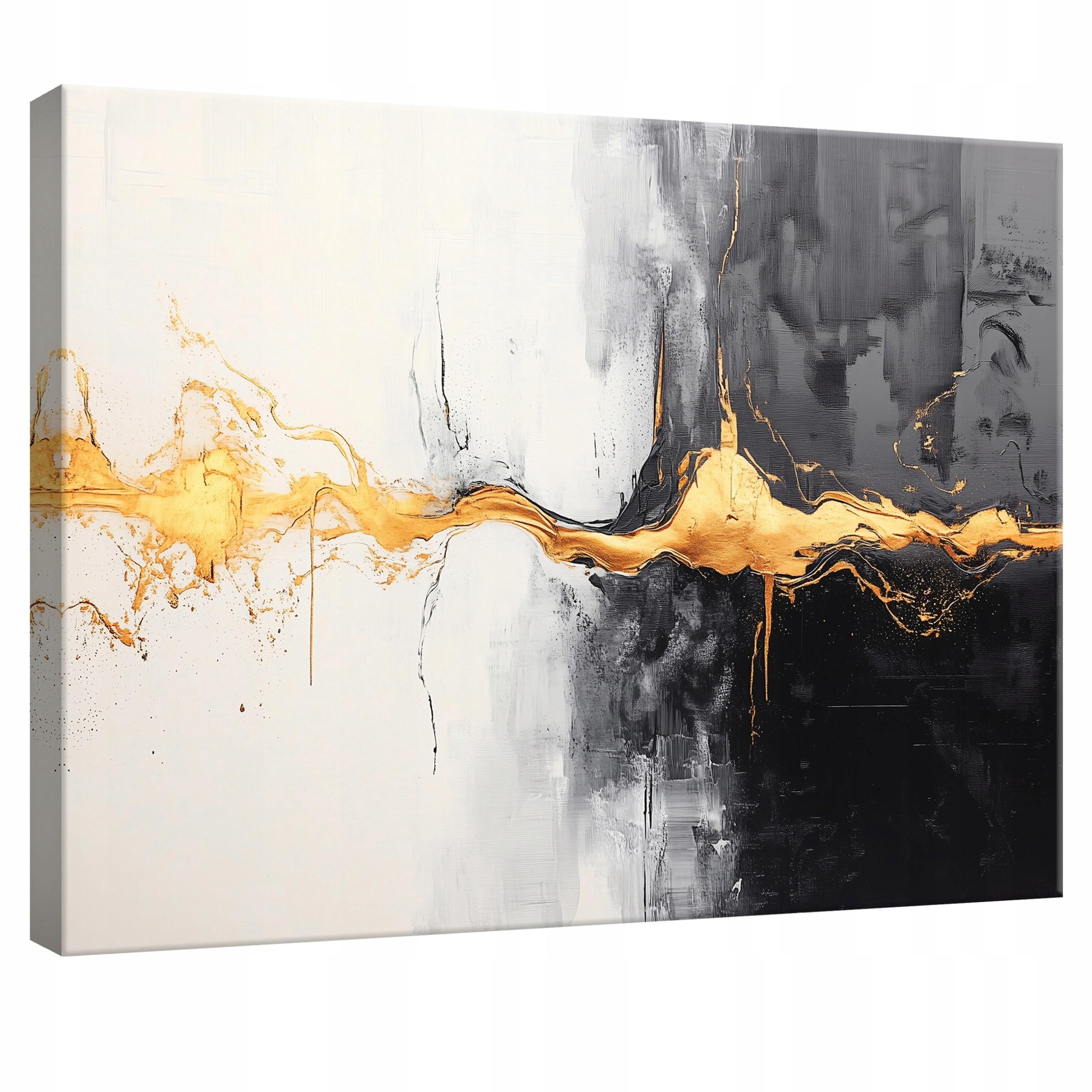 LEINWANDBILD Abstrakt Gold Schwarz 100x70 - Multicolor, Holzwerkstoff (100/70cm) - Wallarena