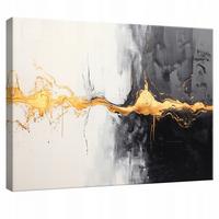 LEINWANDBILD Abstrakt Gold Schwarz 100x70 - Multicolor, Holzwerkstoff (100/70cm) - Wallarena