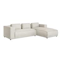 ECKSOFA Nova Beige Cord, Ottomane rechts - Beige/Schwarz, Holz/Kunststoff (262/176cm) - S-Style Möbel