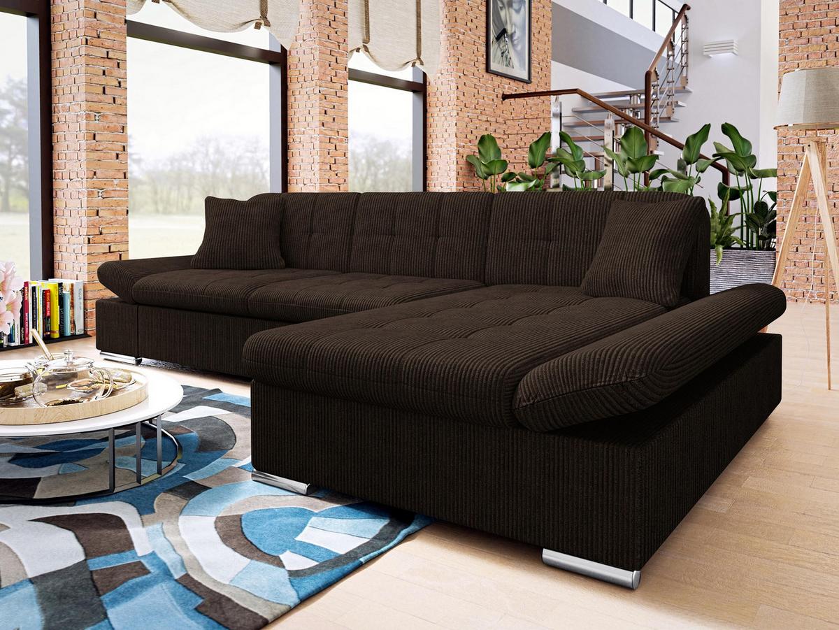 ECKSOFA Malwi Cord, Seite: Rechts - Nussbaumfarben, Holz/Textil (278/161cm) - MIRJAN24