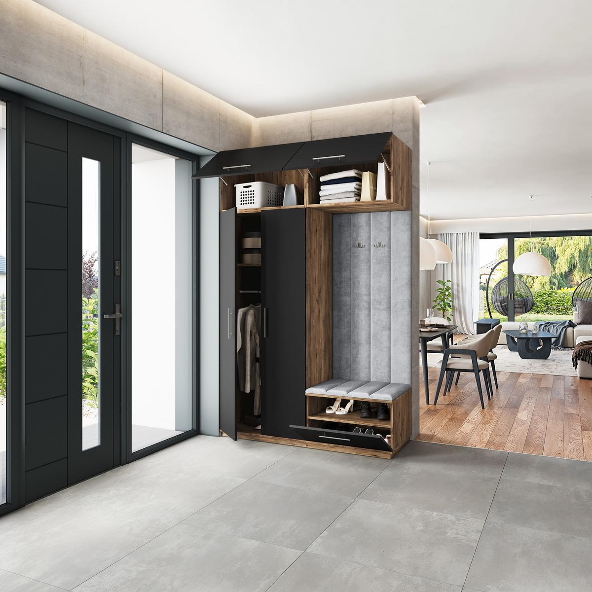 GARDEROBENSCHRANK REMA 150/240/60 cm Modern Eichefarben - Eichefarben/Hellgrau, Holzwerkstoff (150/240/60cm) - MASSENO
