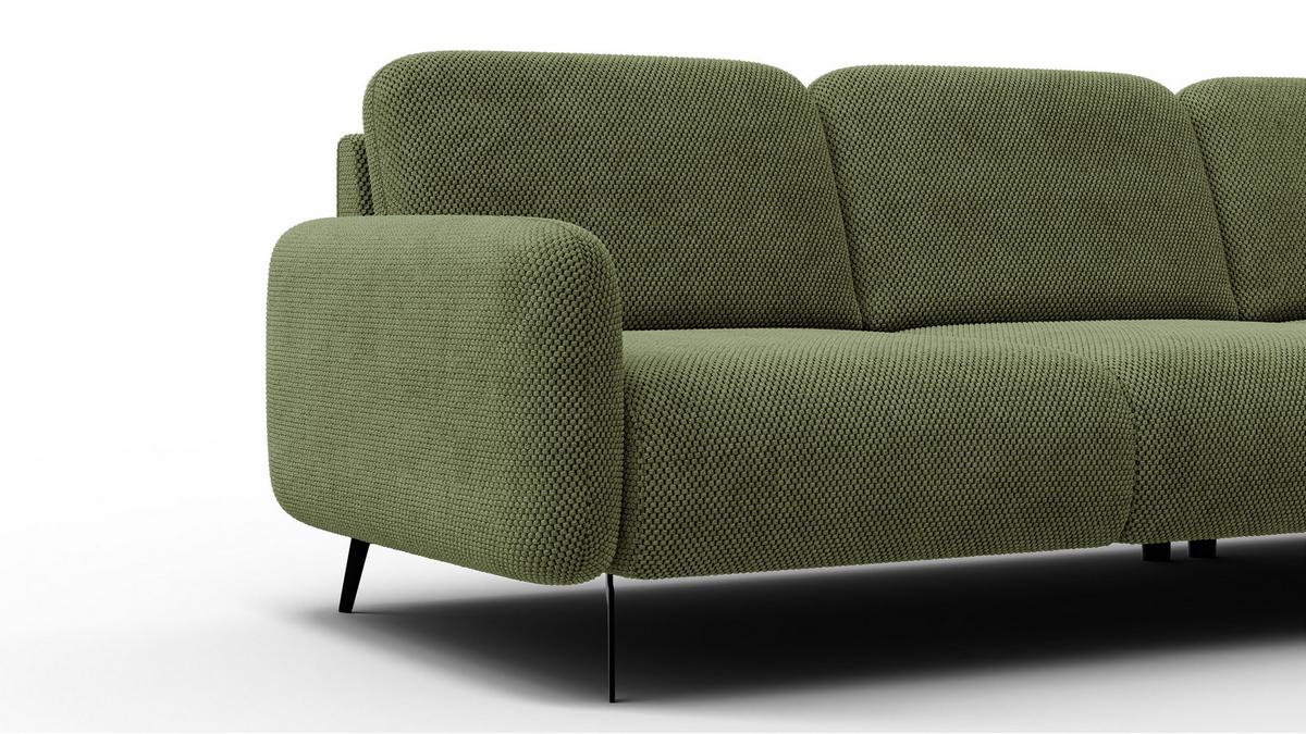 ECKSOFA FEBE 5-Sitzer rechts, olivgrün - Schwarz/Olivgrün, Holz/Textil (271/190cm) - Wozimo