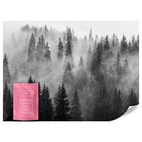 FOTOTAPETE Schwarz-weißer Wald im Nebel Natur 150x105 - Schwarz/Grau, Papier (150/105cm) - Muralo