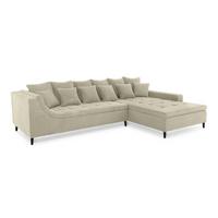 ECKSOFA mit dekorativen Steppungen und Rutschenlehne, seitenverkehrt montierbar B326/T213/H91 cm, Cord Beige Grau / 15223 - Greige/Schwarz, Textil/Metall (326/213cm) - luma-home