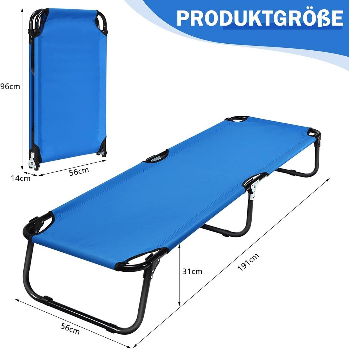 FELDBETT 31cm Blau - Blau, Metall (191/31/56cm) - COSTWAY
