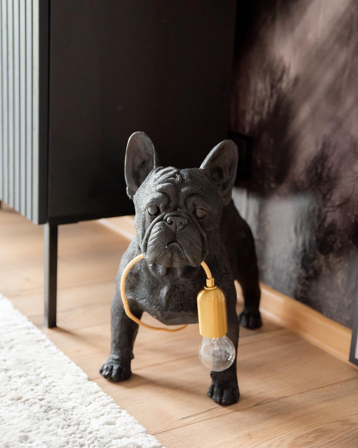 TISCHLAMPE Hund Schwarz Baxter - Messingfarben/Schwarz, Kunststoff (47/24/43cm) - Beliani