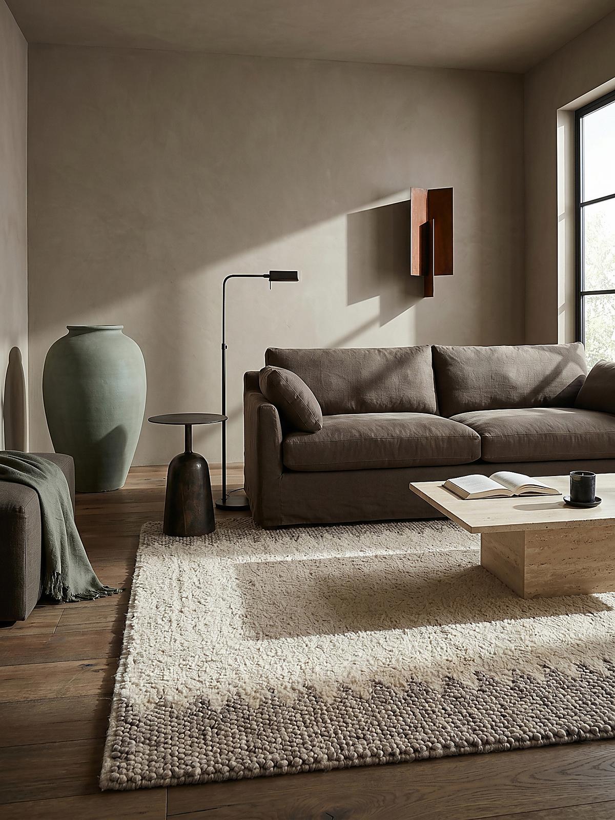 WOLLTEPPICH handgewebt MEDWAY, mit Bordüre, Beige, 80 x 150 cm - Beige, Textil (150/80cm) - KADIMA DESIGN