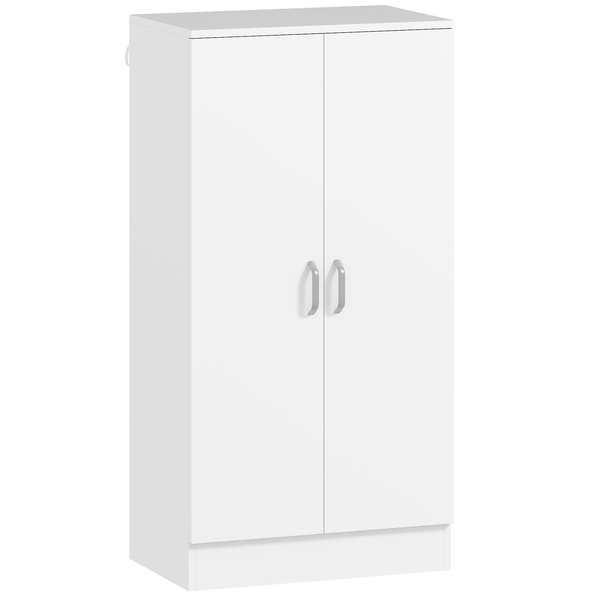 SCHUHSCHRANK mit Soft-Close-Tür, verstellbare Regale, für 14 Paare, Weiß - Alufarben/Weiß, Holzwerkstoff/Metall (55/108/35cm) - HOMCOM