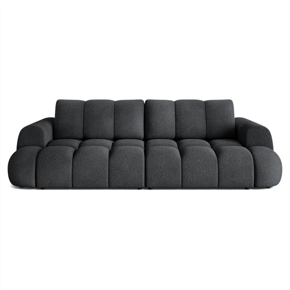 BETTSOFA DAFNE Schwarz Bucle-Stoff mit Schlaffunktion - Schwarz, Textil (300/88/113cm) - MASSENO