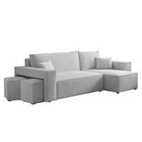ECKSOFA Adara Inkl. Hocker - Hellgrau, Holzwerkstoff/Textil (145/262cm) - Fun Möbel
