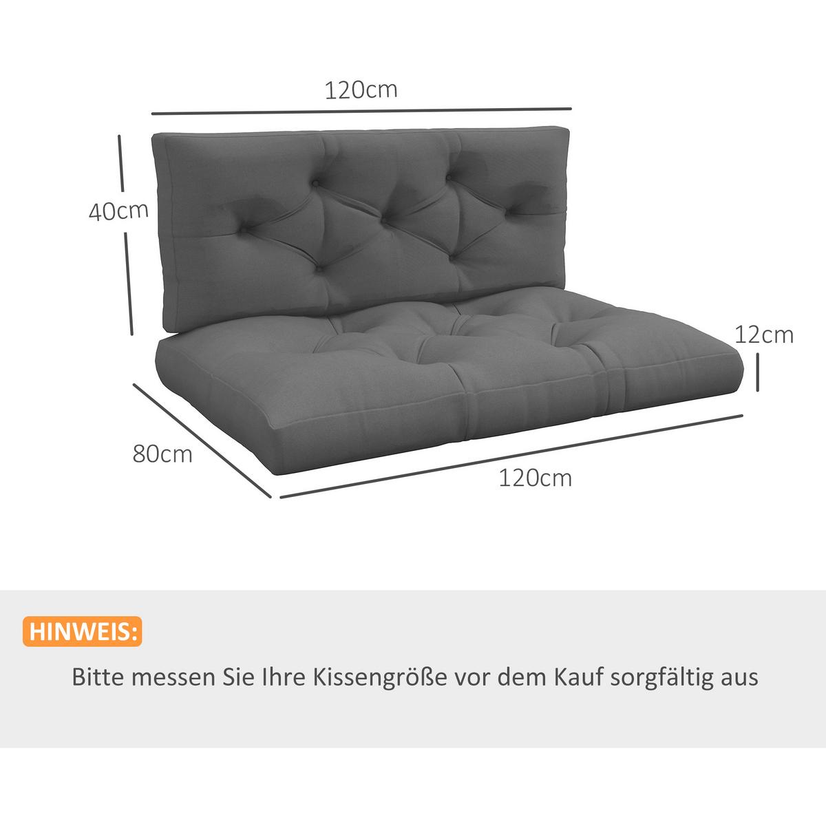 SITZKISSEN, Polyester, Dunkelgrau - Dunkelgrau, Kunststoff (80/12/120cm) - Outsunny