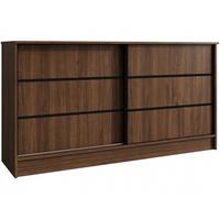 KOMMODE Mirela mit 2 Schiebetüren 160 cm, Walnuss+Schwarz - Walnussfarben/Schwarz, Holzwerkstoff (161/85/43.5cm) - Beautysofa