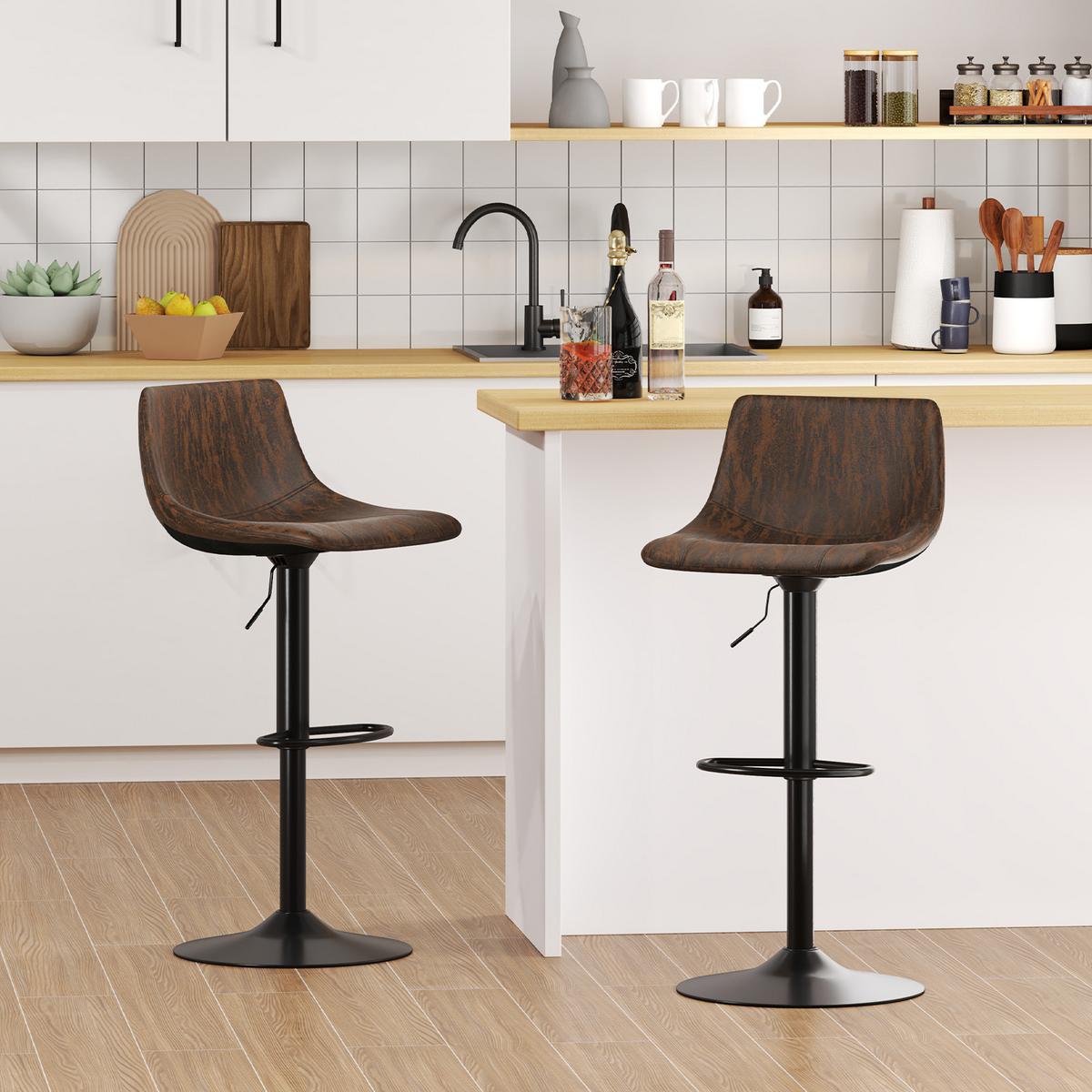 BARHOCKER Braun(2er-Set) - Braun, Metall (47.5/83/43cm) - COSTWAY