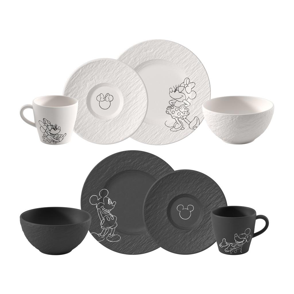 FRÜHSTÜCKS-SET Manufacture Rock – Mickey Mouse schwarz-weiß 8-tlg. - Schwarz/Weiß, Keramik (23/16/23cm) - Villeroy & Boch