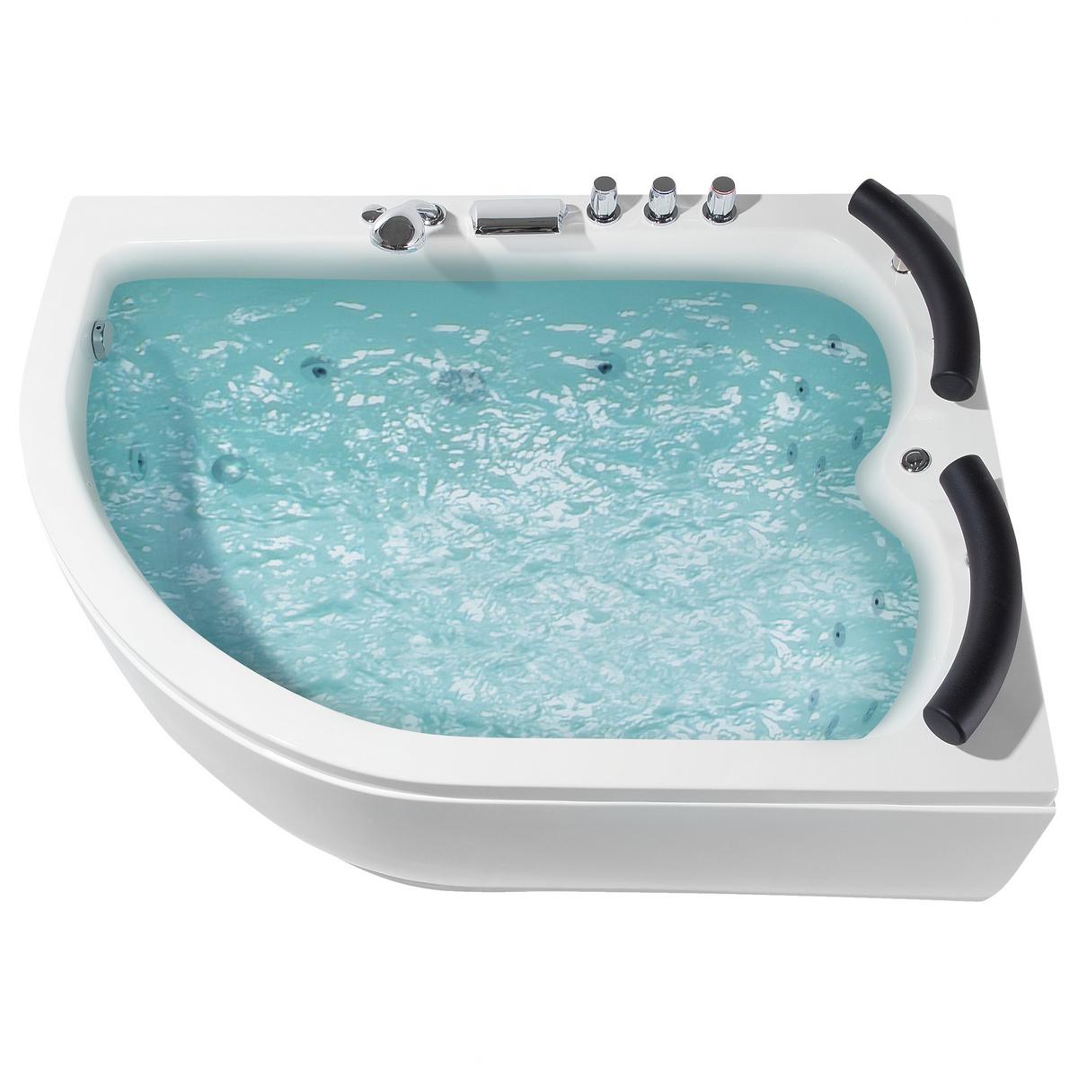 WHIRLPOOL-BADEWANNE mit LED 113x160x63 cm weiß Paradiso - Weiß, Kunststoff (113/63/160cm) - Beliani