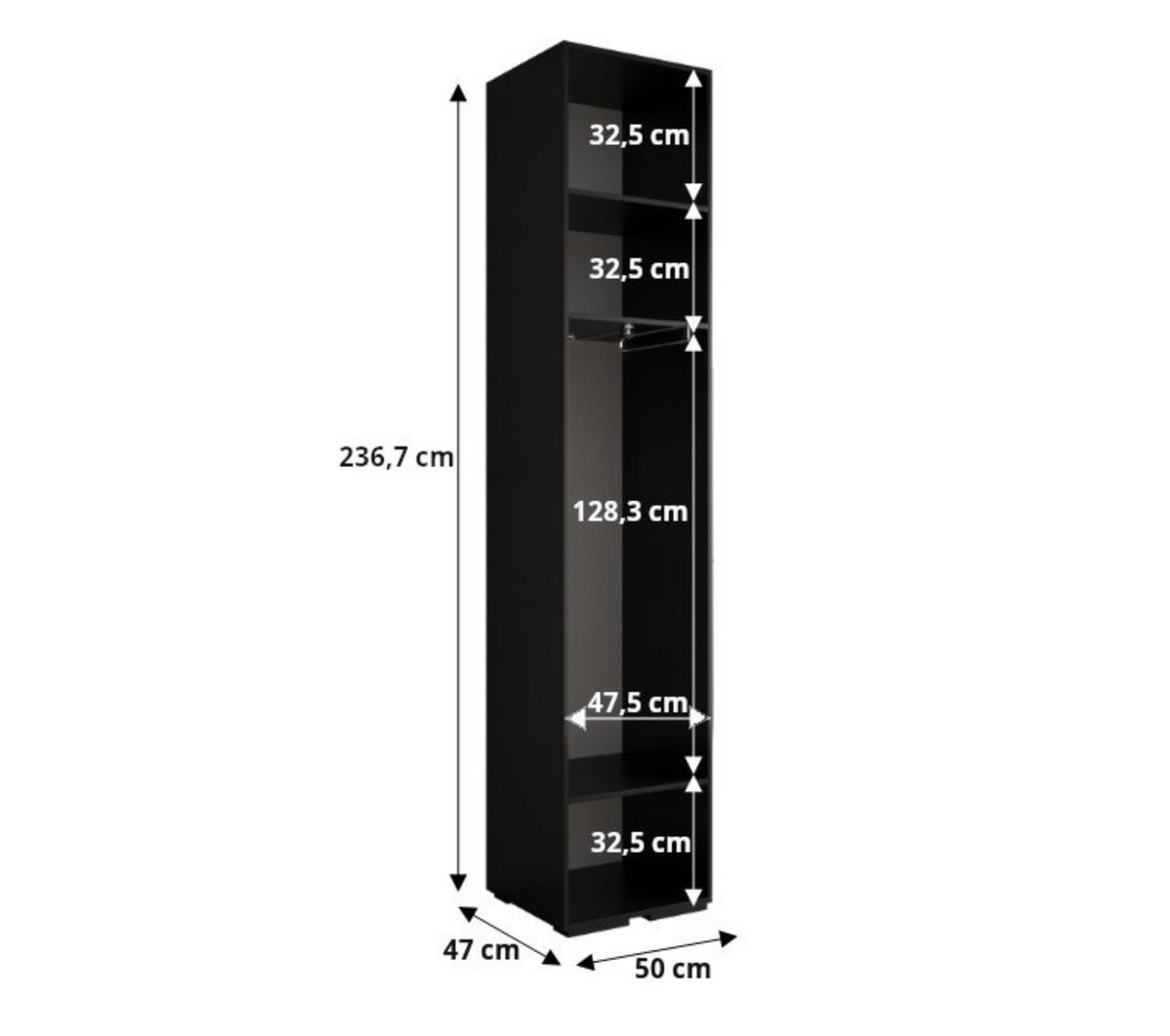 DREHTÜRENSCHRANK 236.7/100/47 2-türig - Goldfarben/Weiß, Holz/Metall (100/236.7/47cm) - MÖBEL KRYSPOL