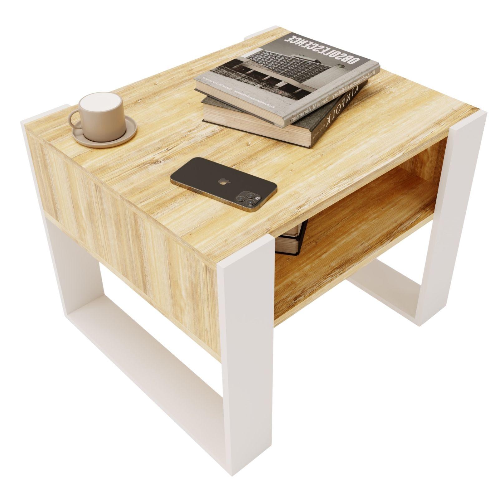 COUCHTISCH Karo65 65/45/53,6 - Alteiche/Weiß, Holzwerkstoff (53.6/65/45cm) - RAUMHIRSCH FURNITURE