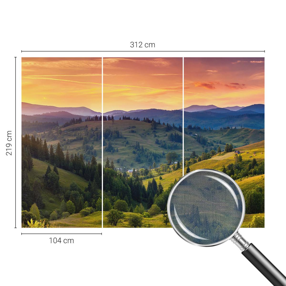 FOTOTAPETE 312x219 cm - Berglandschaft - Gelb, Textil (312/219cm) - Wallfluent
