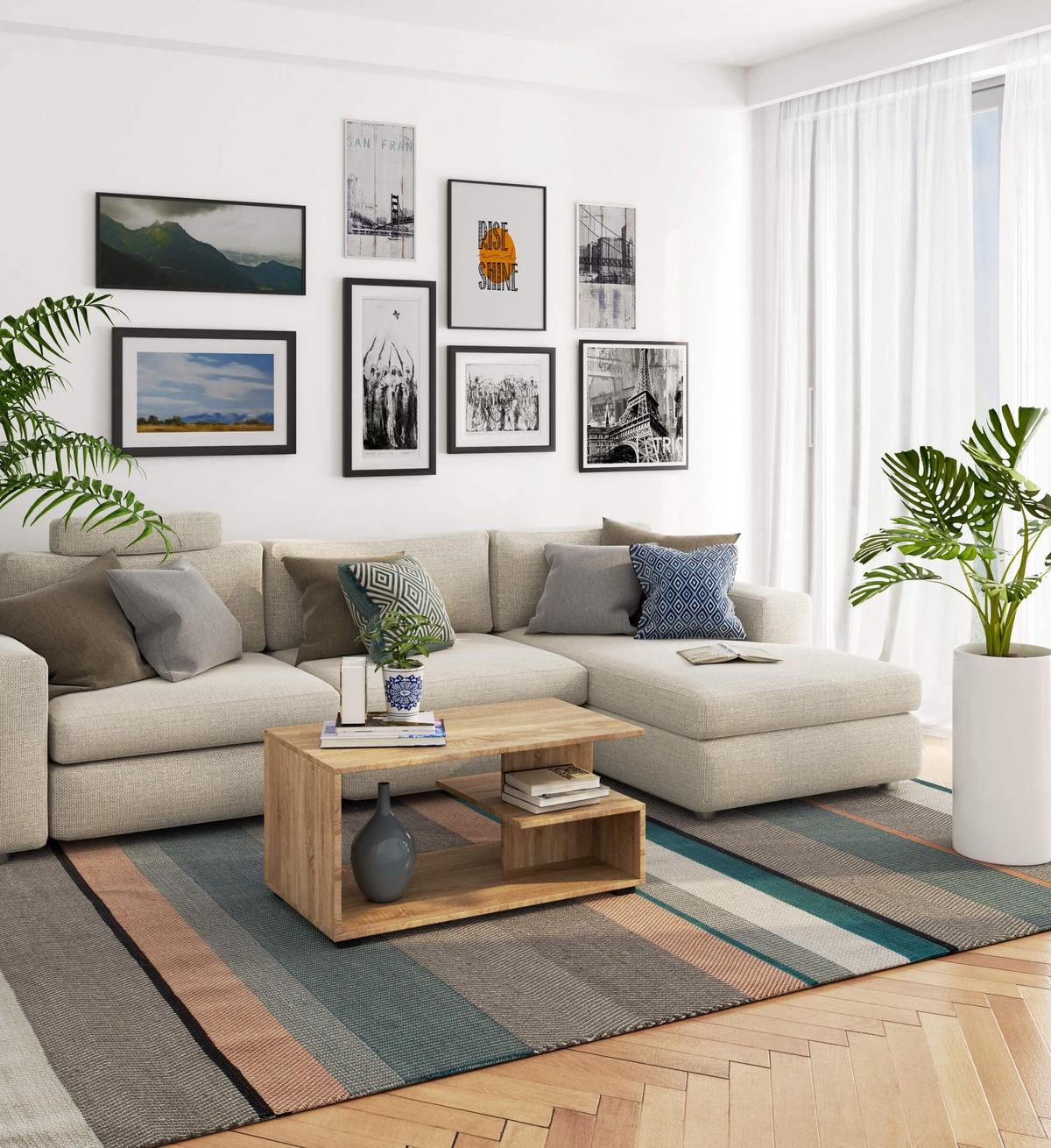COUCHTISCH Eiche Sonoma 45/90/51 - Sonoma Eiche, Textil (51/90/45cm) - RAUMHIRSCH FURNITURE