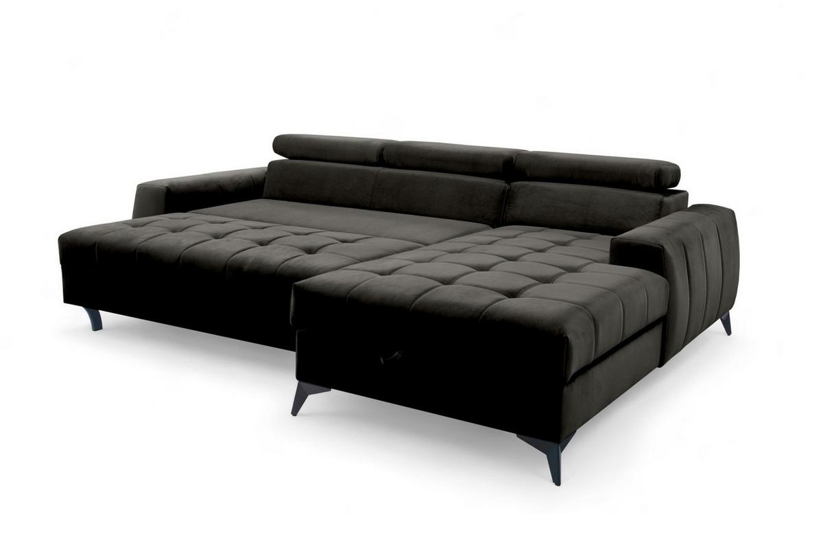 ECKSOFA Agnesa Xs In Salvador - Schwarz, Holzwerkstoff/Textil (260/200cm) - Fun Möbel