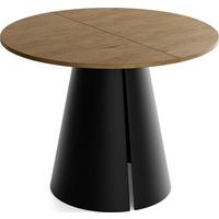 ESSTISCH Lamio runder ausziehbarer, Eiche Braun Rustikal 100-180/100/76 cm - Alteiche/Schwarz, Holzwerkstoff/Metall (100/176/76cm) - WFL GROUP