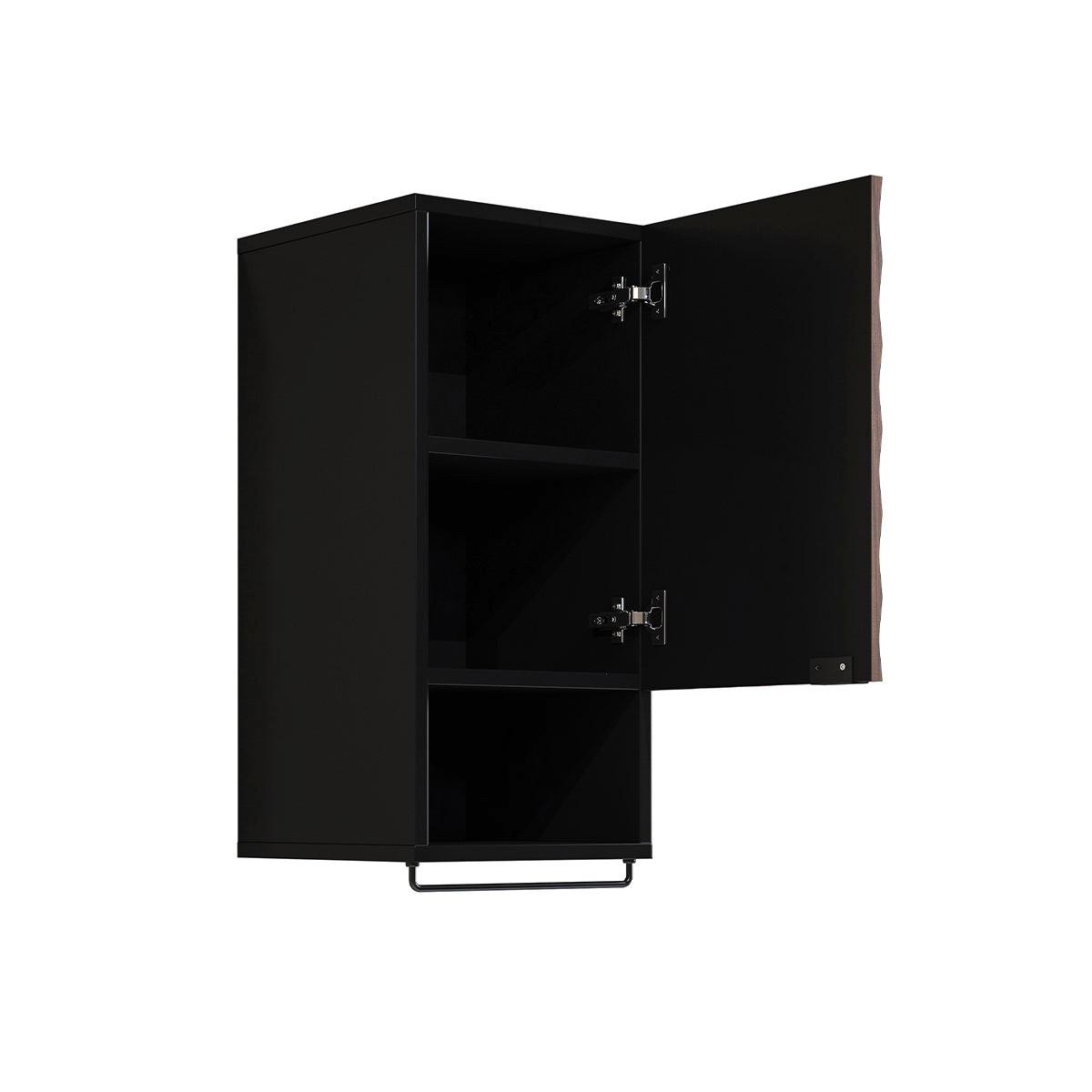 HÄNGESCHRANK 1 Tür Nevia Holz und Schwarz - Braun, Holzwerkstoff (33/81/35cm) - Petits-meubles