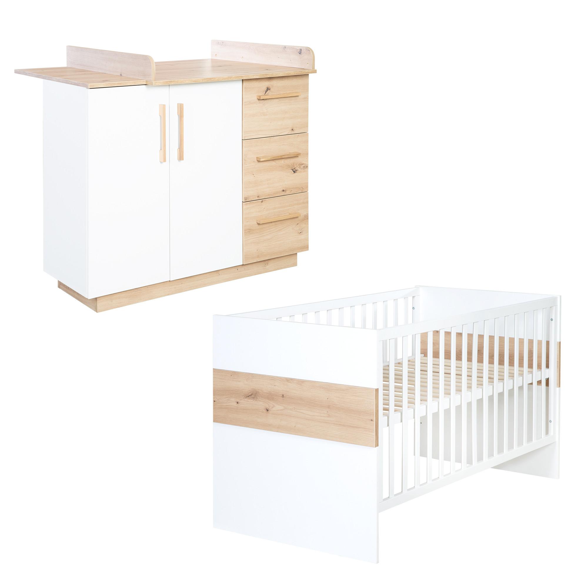 BABYZIMMER-SET Lion 2-teilig - Multicolor/Eiche Artisan, Holz/Holzwerkstoff (76/82/144cm) - Roba