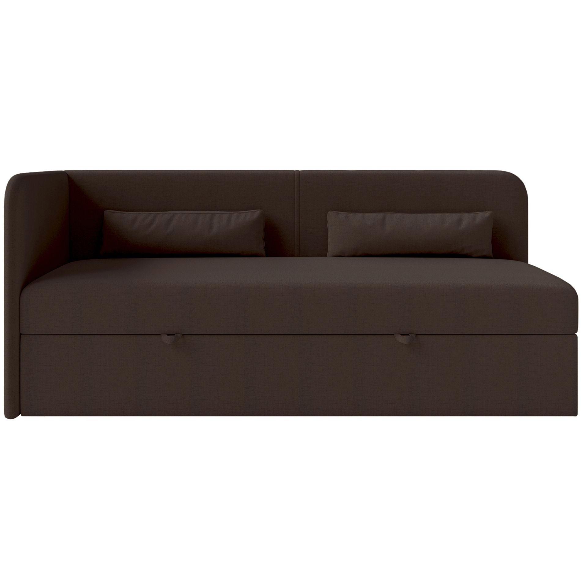 JUGENDBETT Calmmo Dunkelbraun mit Chenille-Bezug, Kopfteil links - Dunkelbraun, Textil (90/200cm) - Selsey
