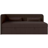 JUGENDBETT Calmmo Dunkelbraun mit Chenille-Bezug, Kopfteil links - Dunkelbraun, Textil (90/200cm) - Selsey
