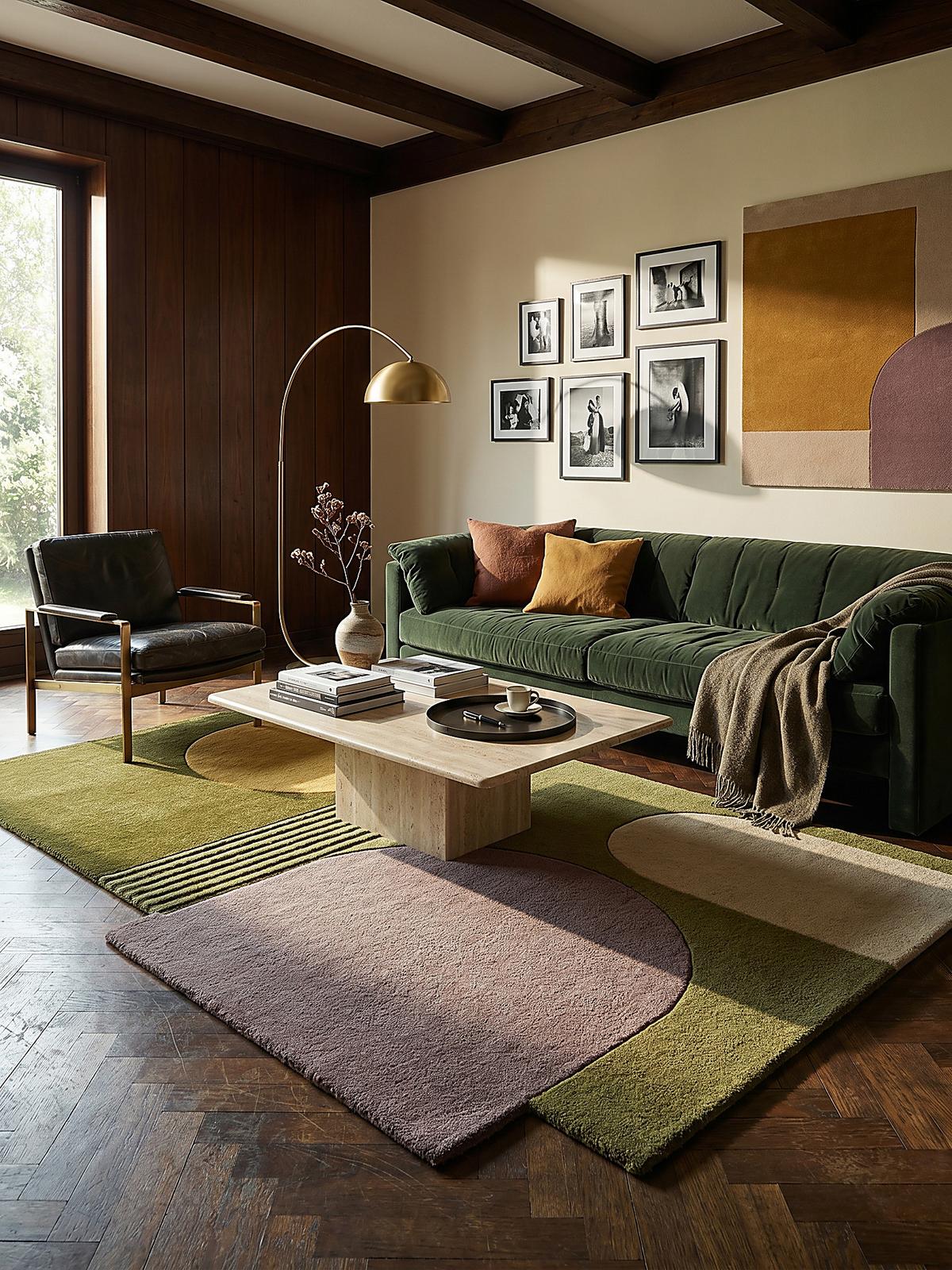 WOLLTEPPICH HALLEIN, abstrakt, aus Wolle, Grün, 200 x 290 cm - Grün, Textil (290/200cm) - KADIMA DESIGN