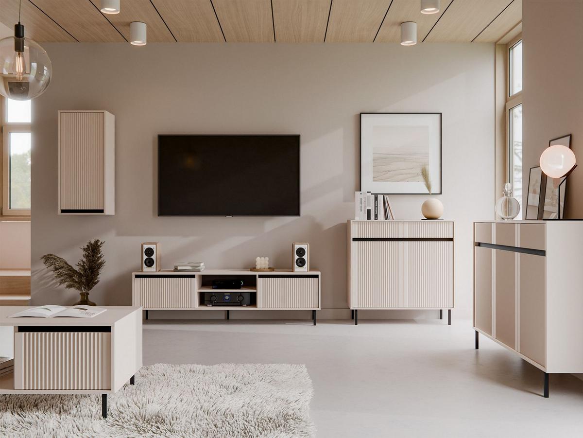 SIDEBOARD Osaka Sandbeige 149 cm - Beige/Schwarz, Holzwerkstoff/Metall (148.6/100/40cm) - Selsey