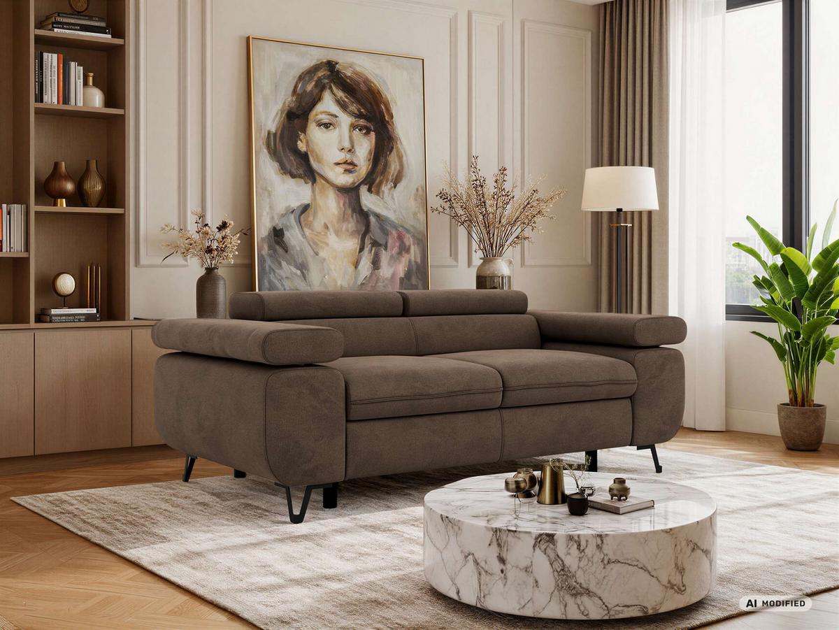 2-SITZER SOFA PETER - Braun Velvet - Schwarz/Braun, Textil/Metall (200/76/99cm) - MKS