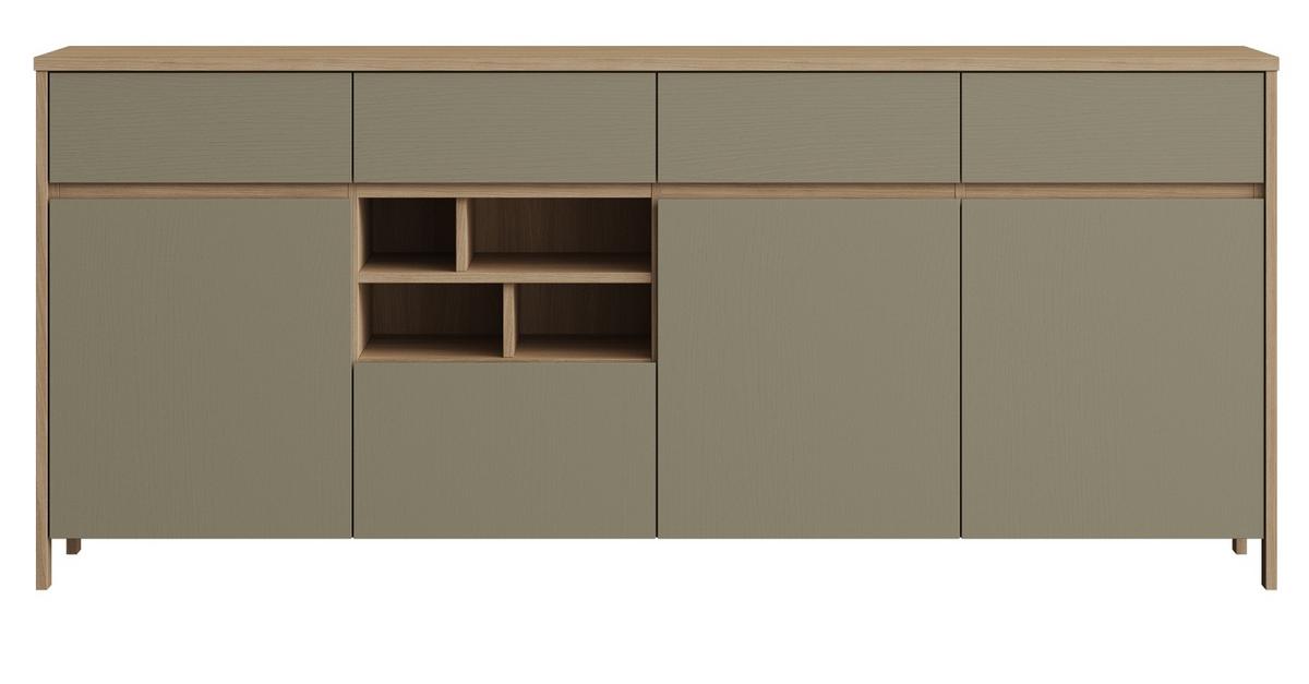 SIDEBOARD Salbei grün, Eiche, Kommode skandinavisch 193 cm, Soft-Close - Salbeigrün/Eichefarben, Holzwerkstoff (193/85/39cm) - Furn.Design