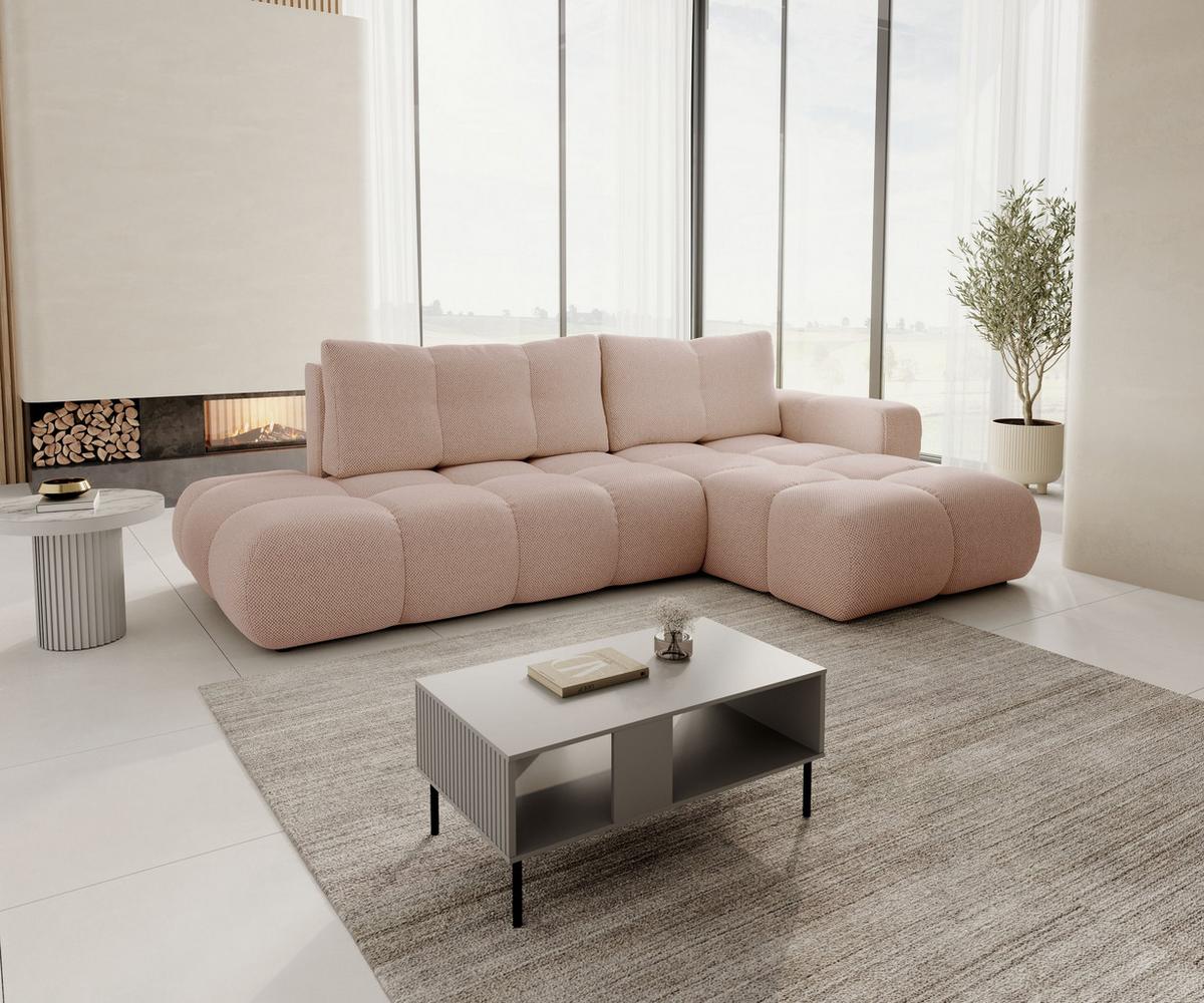 ECKSOFA DUCA L-S Orange Jersey mit Schlaffunktion - Altrosa, Holz (266.5/266.5cm) - MASSENO