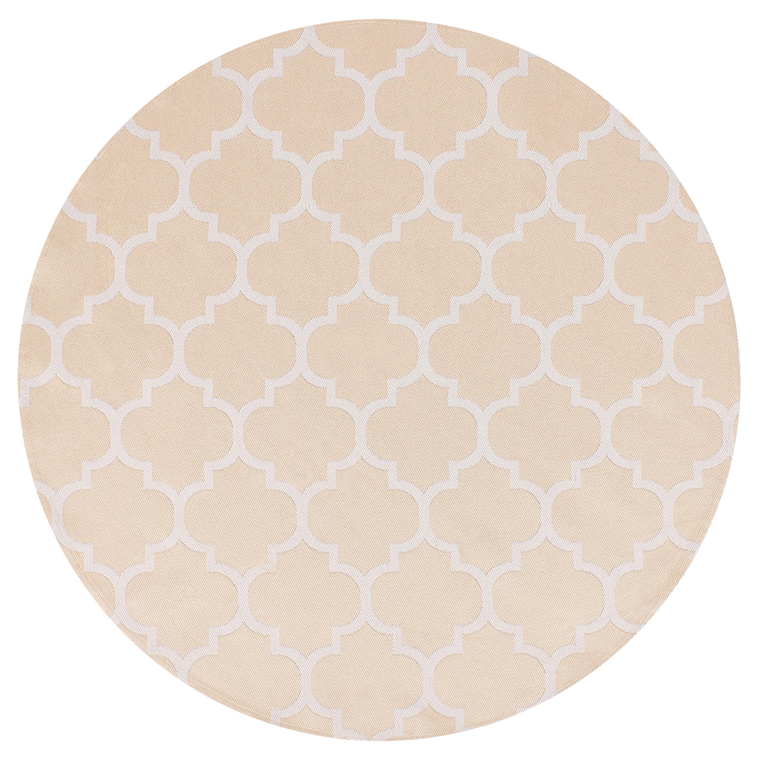 OUTDOORTEPPICH Beige 120 cm Mosore - Beige/Weiß, Kunststoff (120/120cm) - Beliani