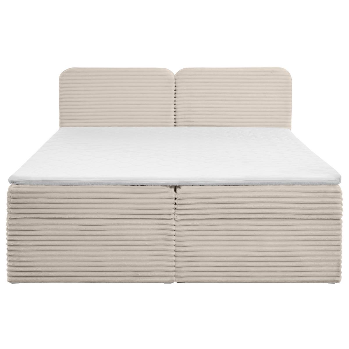 KONTINENTALBETT Lars 160x200 cm mit Topper, Bonnelmatratze, Cord-Stoff, Beige - Beige, Textil (160/200cm) - Beautysofa