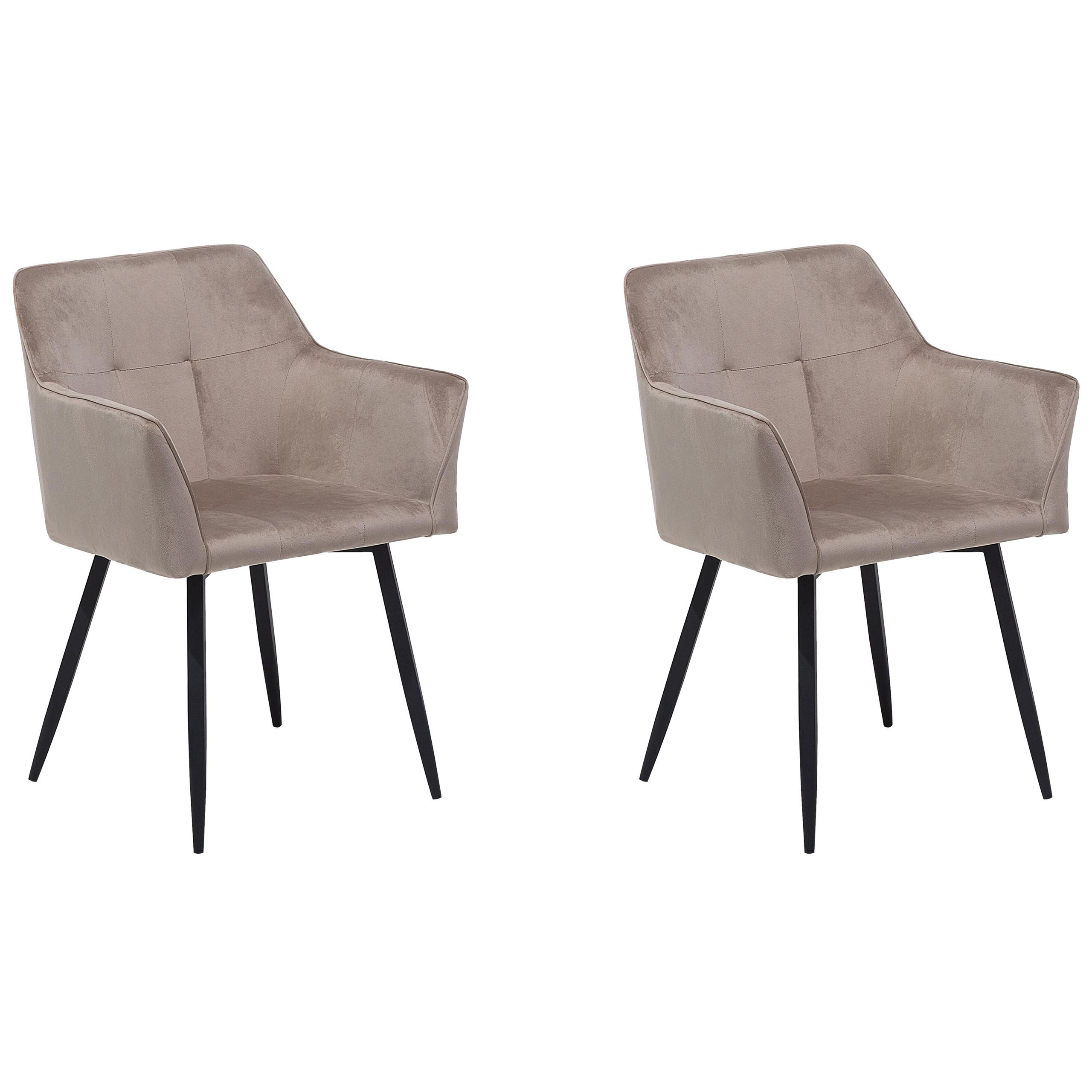 ESSZIMMERSTUHL 2er-Set Samtstoff Beige Jasmin - Beige, Textil/Metall (60/84/49cm) - Beliani