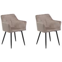 ESSZIMMERSTUHL 2er-Set Samtstoff Beige Jasmin - Beige, Textil/Metall (60/84/49cm) - Beliani