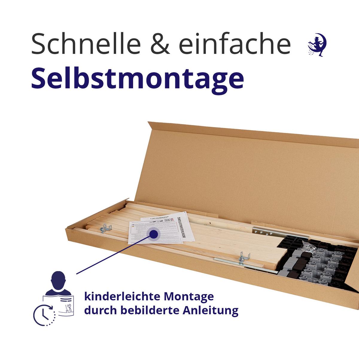 LATTENROST 7-Zonen ErgoFlex 140x200 cm – Lattenrost mit verstellbarem Kopfteil und einstellbarer Härte - Eschefarben/Buchefarben, Holz (140/200cm) - Mister Sandman