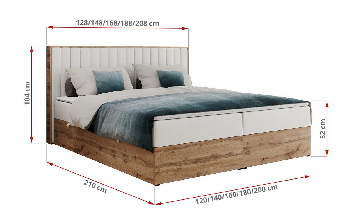 BOXBETT ALBERO 4 - 120/200 Weiß Kunstleder - H4 - Weiß, Holz/Textil (120/200cm) - MKS