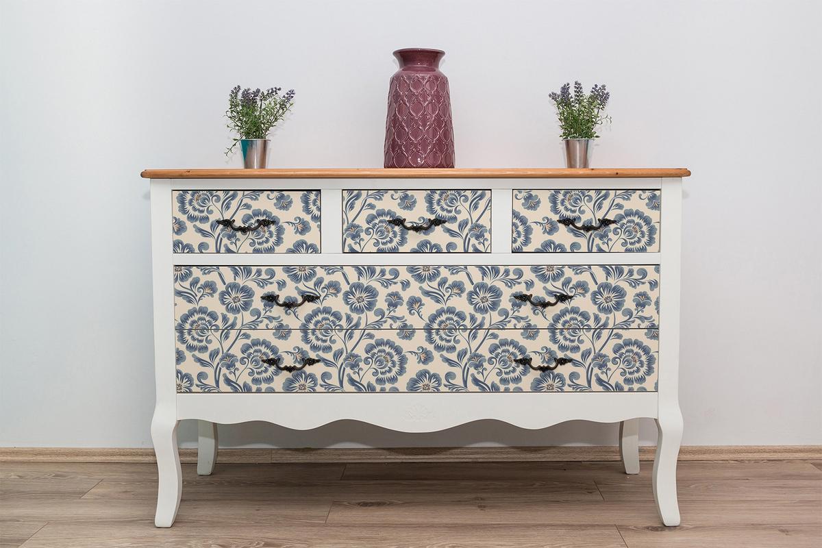 MÖBELAUFKLEBER 100x50 cm Klassische Blumen - Blau, Kunststoff (100/50/50cm) - TULUP