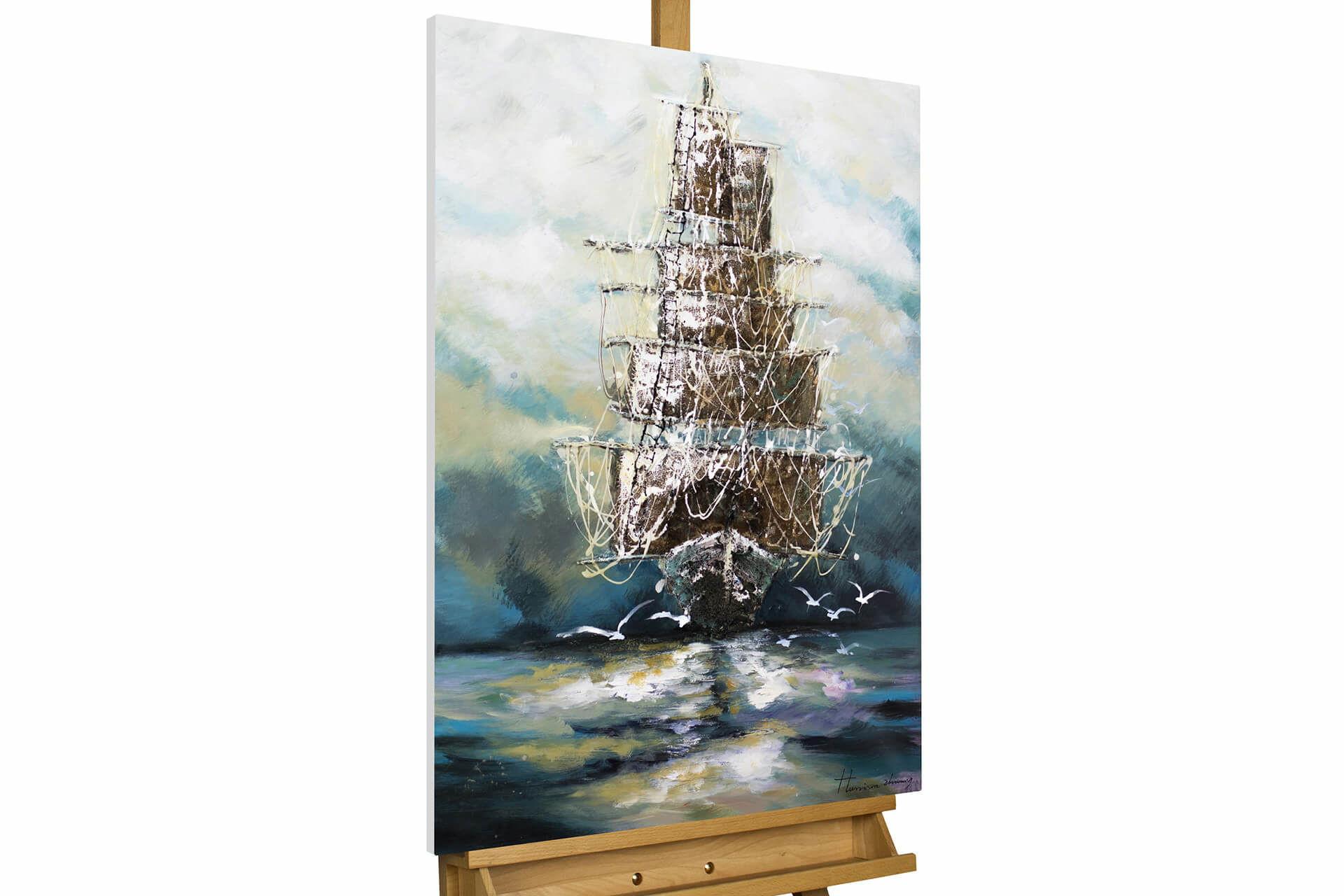ACRYLBILD HANDGEMALT 60/90 cm - Blau, Holz/Textil (60/90cm) - KUNSTLOFT