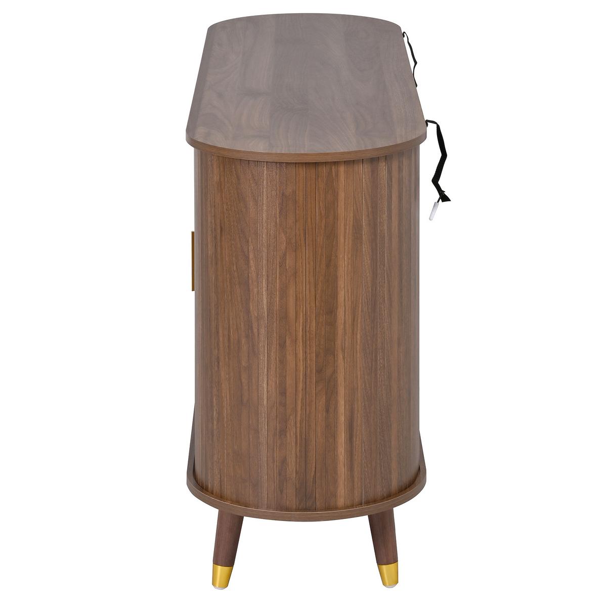 SIDEBOARD walnuss rund 140cm schiebetüren schubladen - Walnussfarben, Holzwerkstoff (140/79.5/40cm) - Urban Meuble